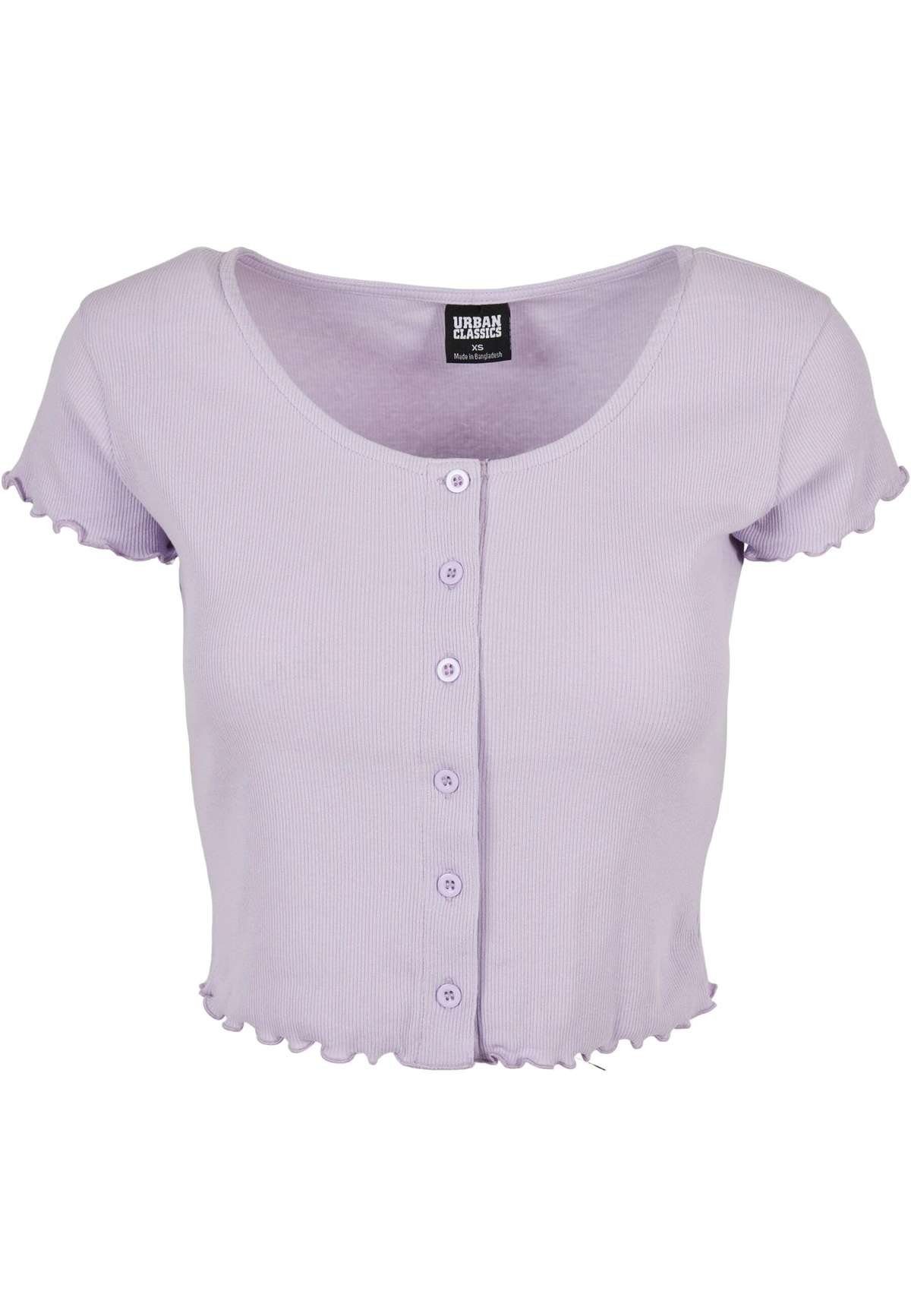 Рубашка с коротким рукавом Urban Classics Damen Ladies Cropped Button Up Rib Tee