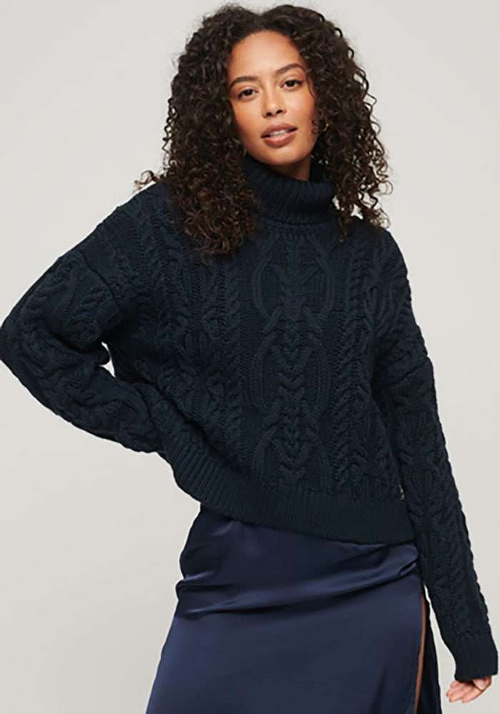 Вязаный свитер VINTAGE HIGH NECK CABLE KNIT