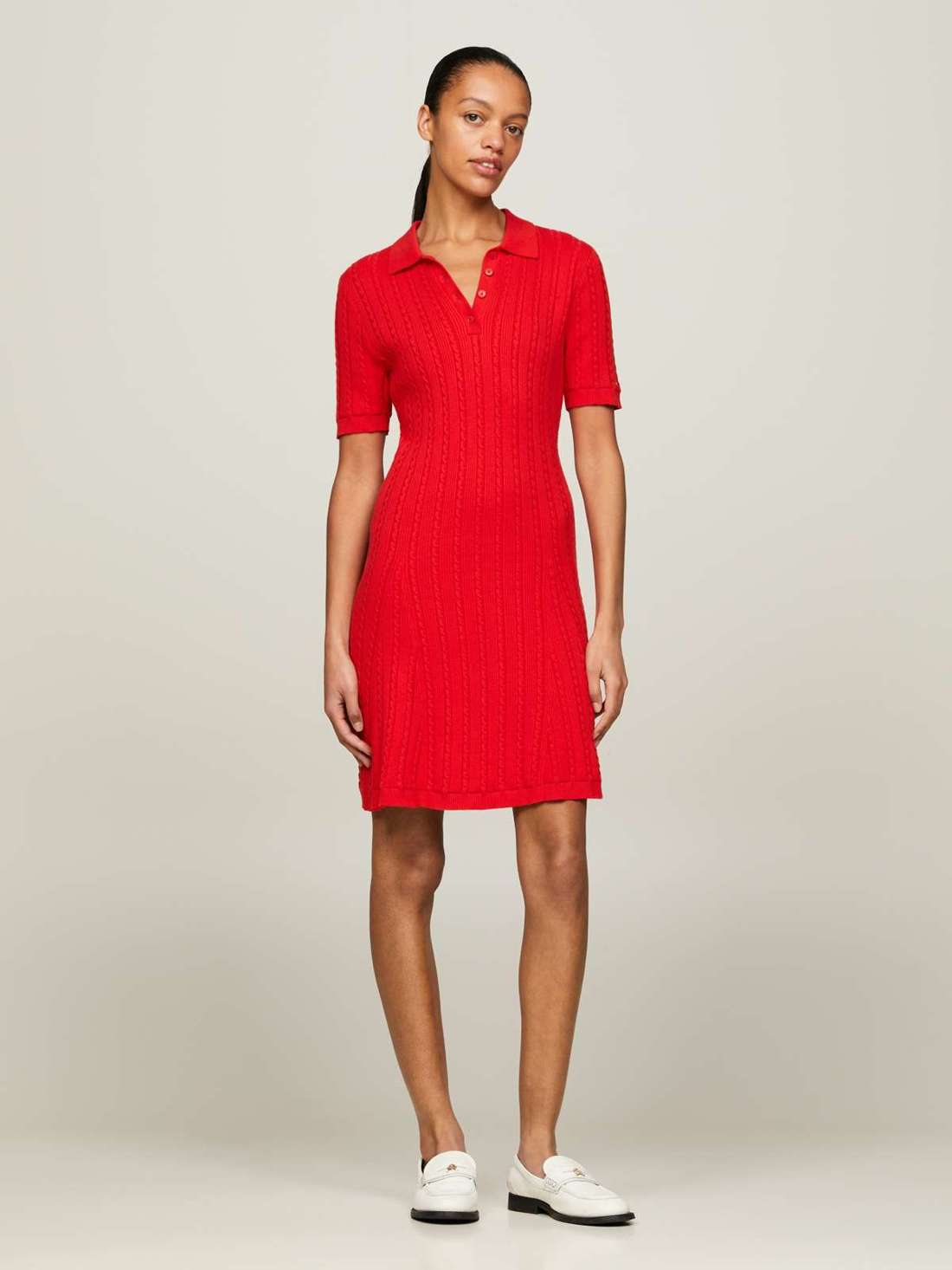 Мини-платье-поло косой вязки CABLE F&F POLO SS SWT DRESS