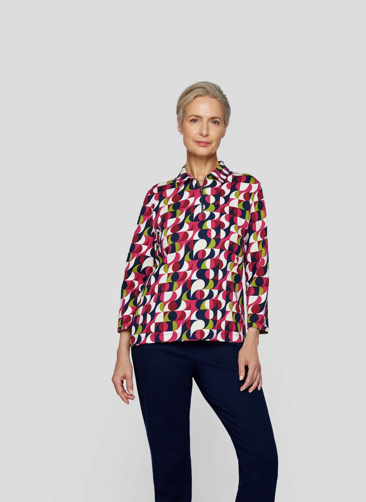 Рубашка с принтом Geometrisches 3/4-Arm Shirt, farbintensiv und stilvoll