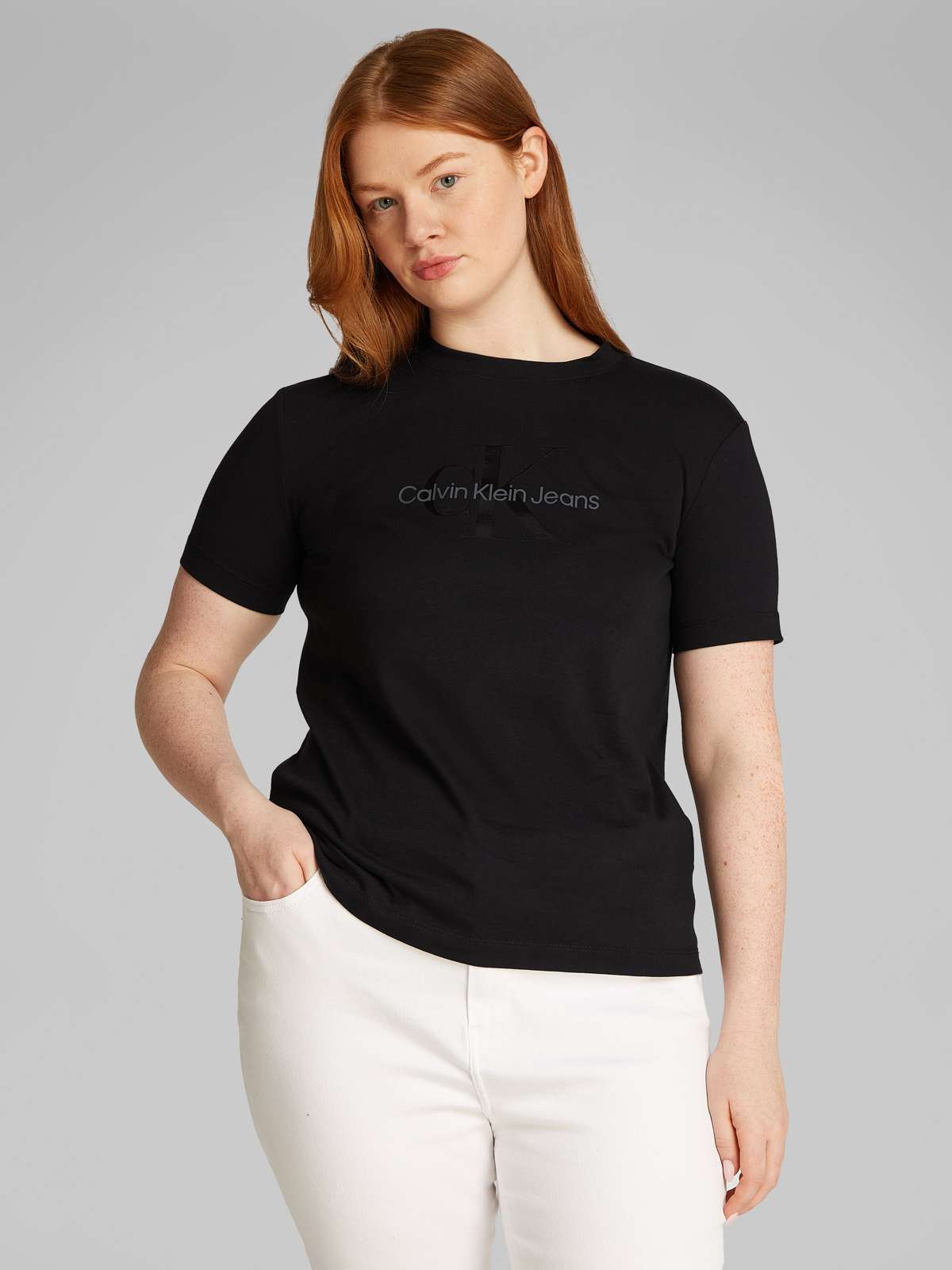 Футболка с глянцевым принтом больших размеров PLUS GLOSSY MONOLOGO REGULAR TEE