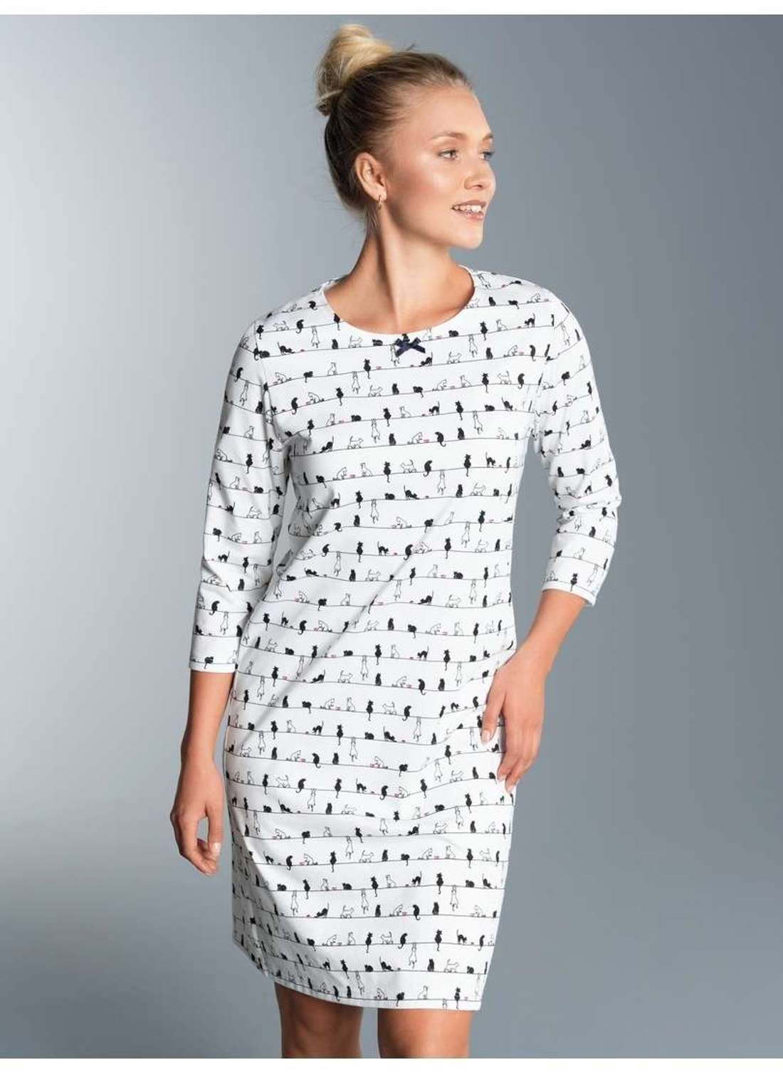 Ночная рубашка TRIGEMA 3/4 Arm Nachthemd mit Katzenmotiv