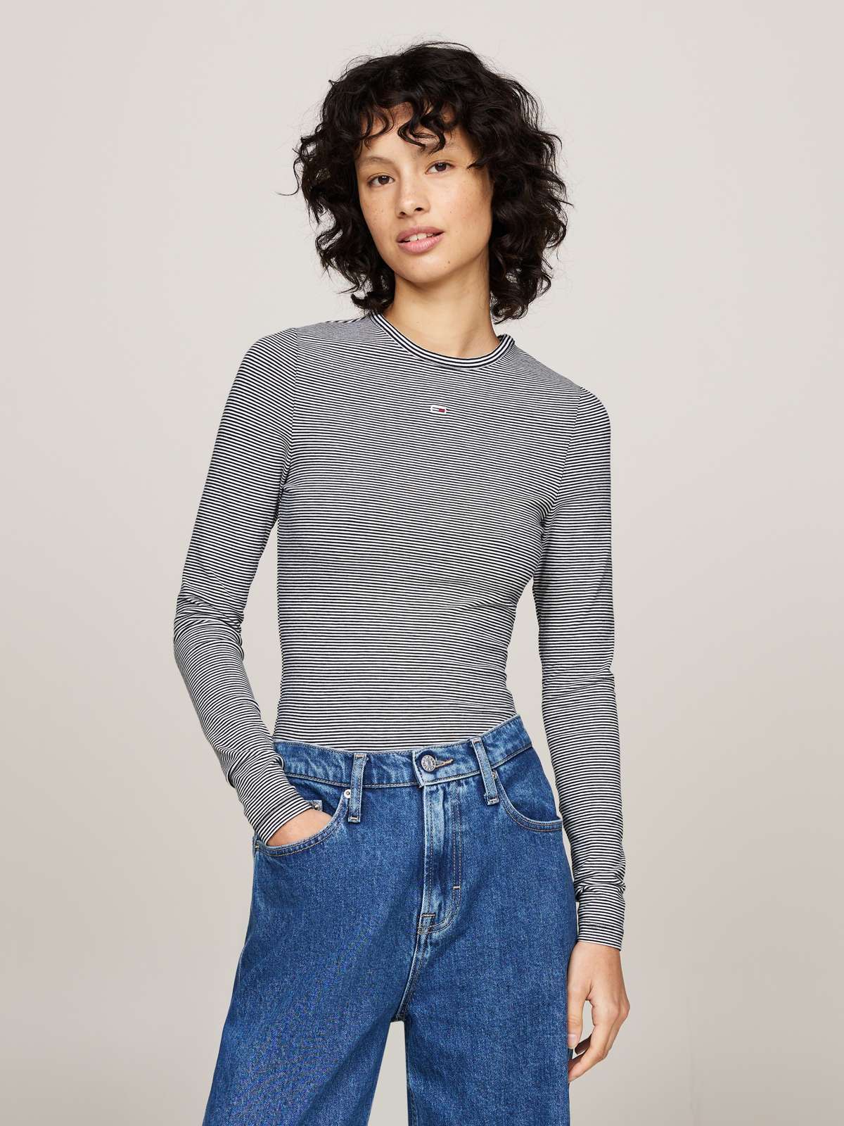 Рубашка с длинными рукавами в рубчик TJW SLIM STRIPE ESSENTIAL RIB LS