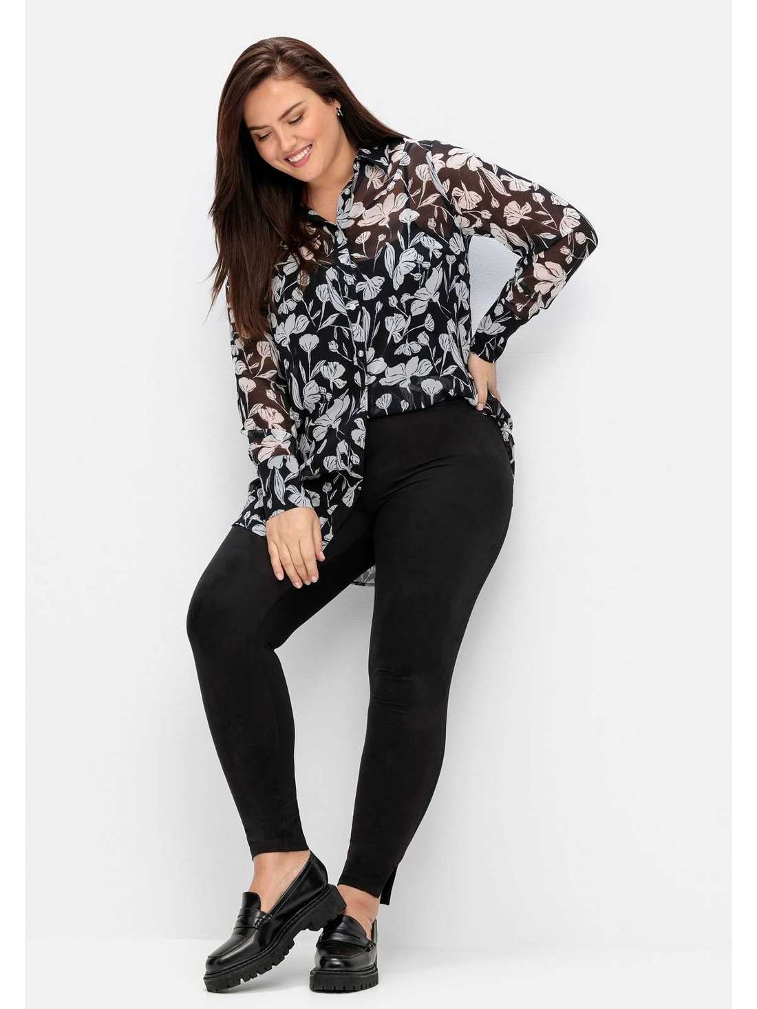 Леггинсы замшевого цвета спереди Große Größen