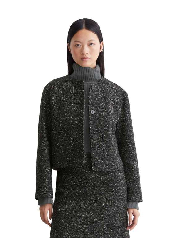 Короткая куртка aus Herringbone-Wolle-Mix