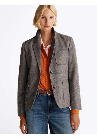 Короткий пиджак в модную клетку WOOL MIX CHECK SB BLAZER