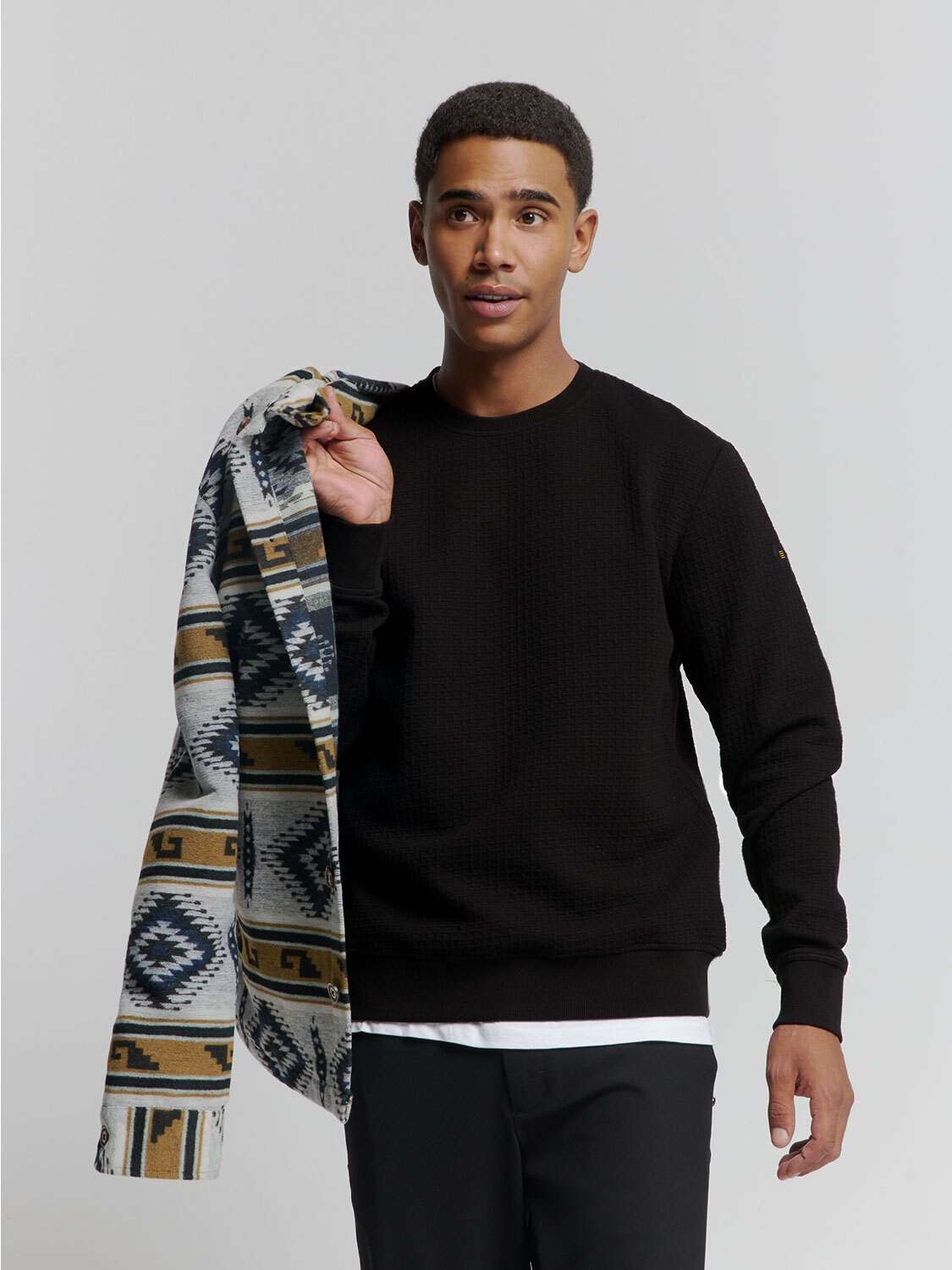 Свитера No Excess Jacquard Pullover mit Rundhalsausschnitt