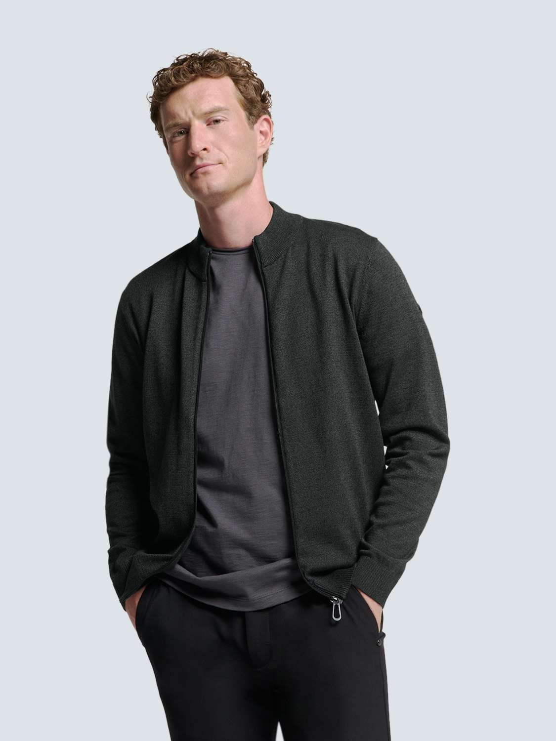 Свитер с круглым вырезом No Excess Zweifarbige Strickjacke von Timeless Basics