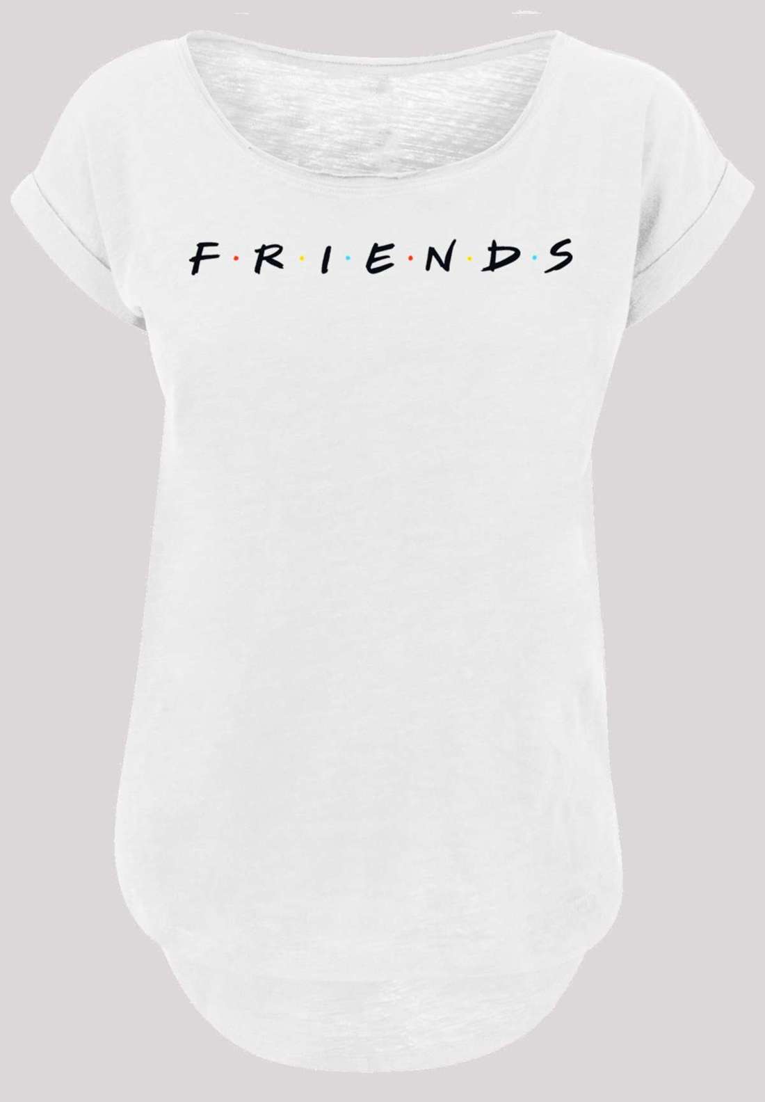 Рубашка с коротким рукавом Damen Friends Text Logo -WHT with Ladies Long Slub Tee