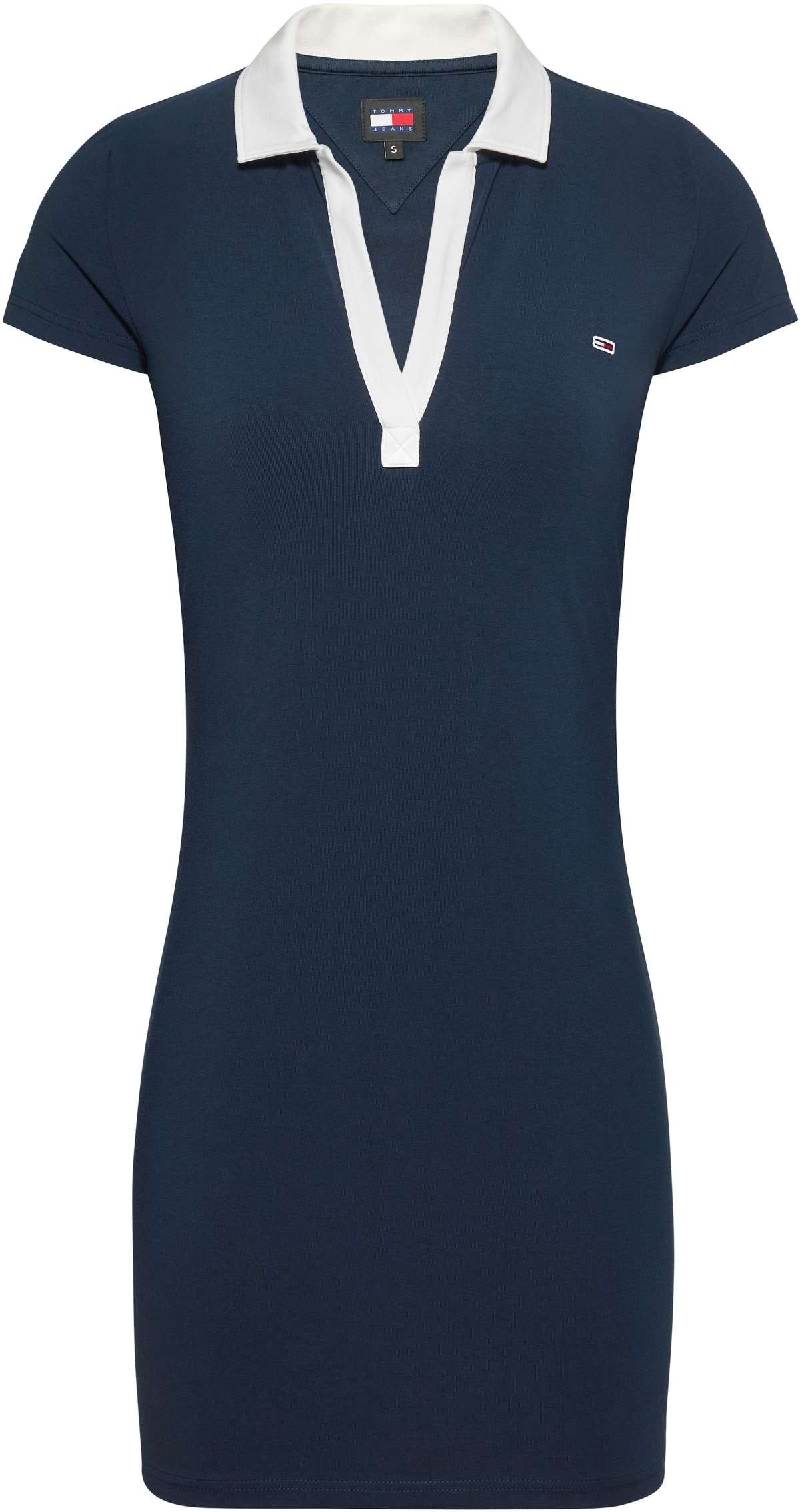 Платье-поло с вышивкой фирменного лейбла TJW CONTRAST V POLO DRESS