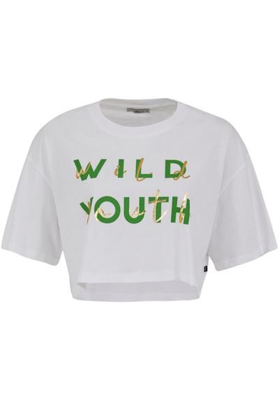 Рубашка повседневного кроя с короткими рукавами и надписью WILD YOUTH, укороченная...