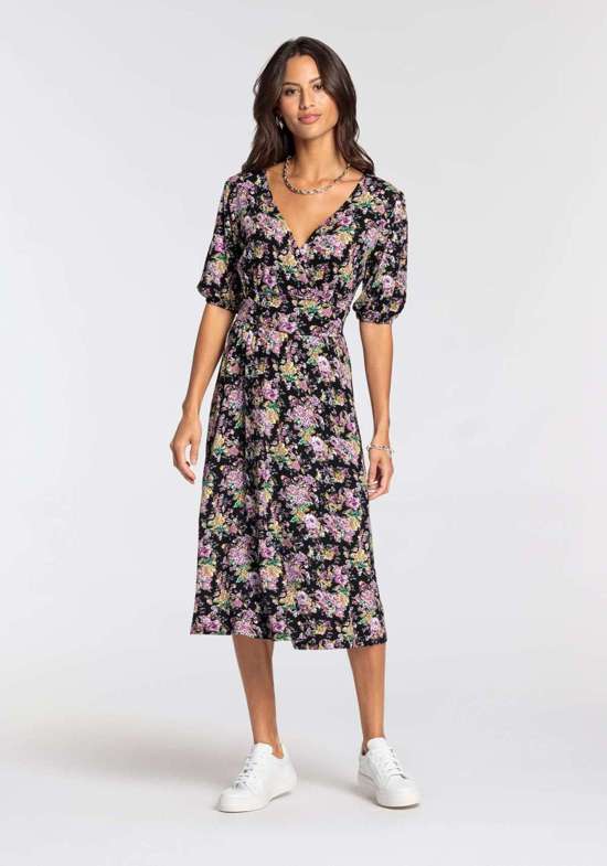 Платье миди с цветочным принтом