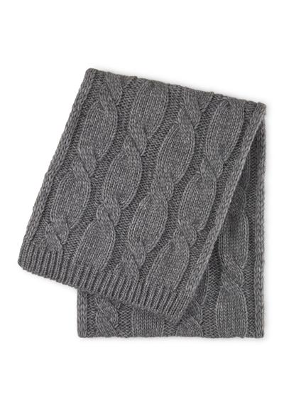 Вязаный шарф с узором «косы» и содержанием шерсти, примерно 35 х 180 см.
