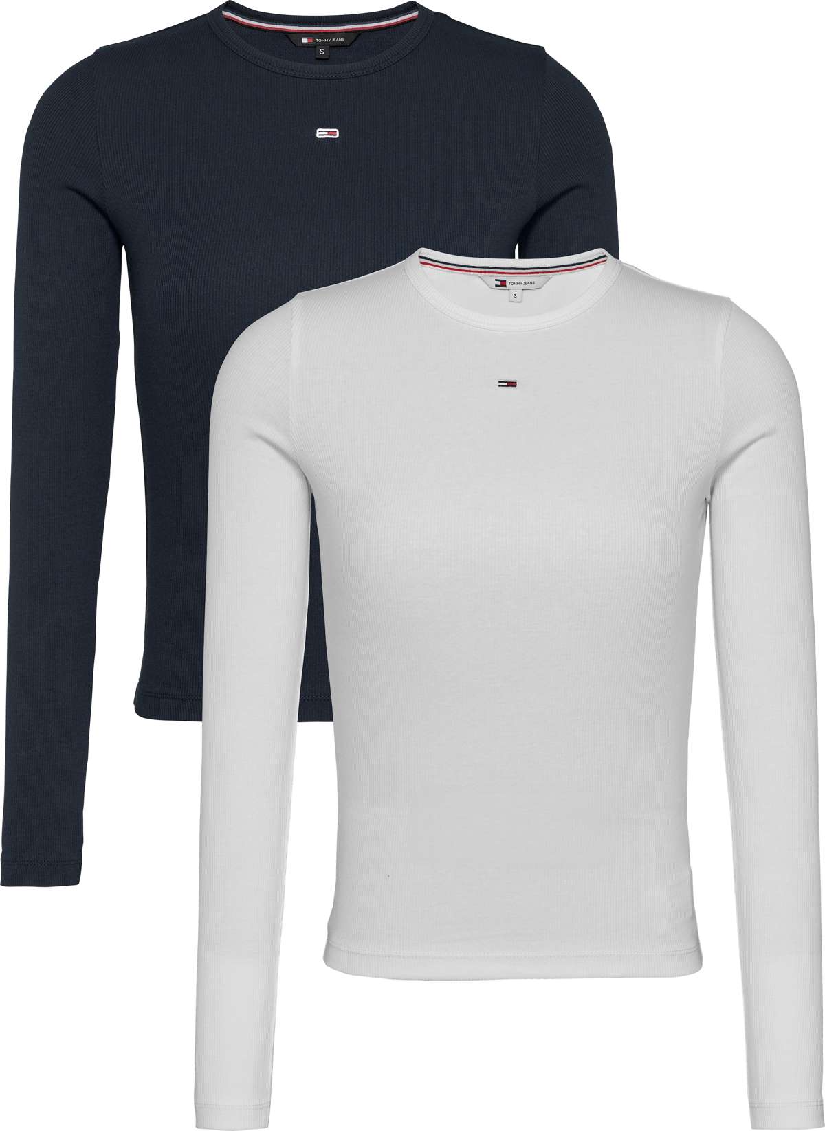 Рубашка с длинными рукавами в рубчик и вышитым логотипом. TJW 2PACK SLIM ESSENTIAL RIB LS