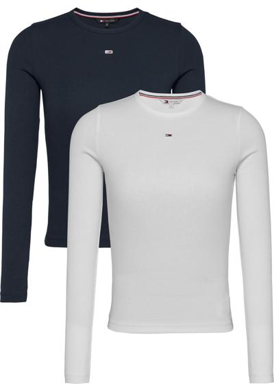 Рубашка с длинными рукавами в рубчик и вышитым логотипом. TJW 2PACK SLIM ESSENTIAL RIB LS