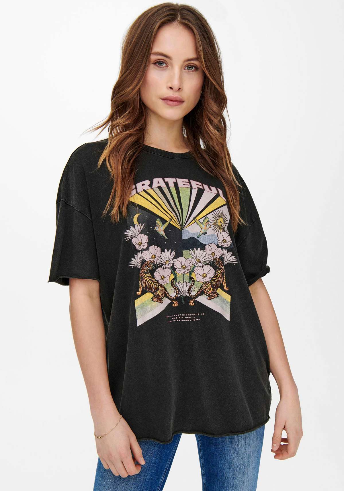 рубашка с круглым вырезом ONLLUCY OVERSIZE S/S TIGER TOP JRS
