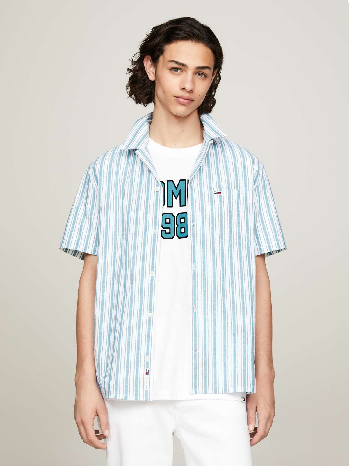 Рубашка с коротким рукавом TJM STRIPE LINEN SS SHIRT EXT