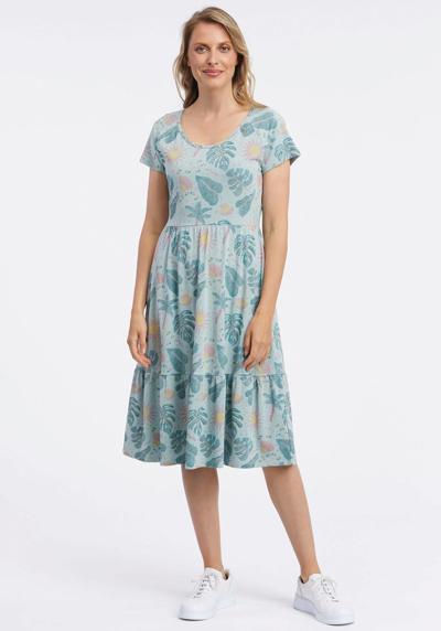 Платье-рубашка с цветочным летним принтом по всей поверхности