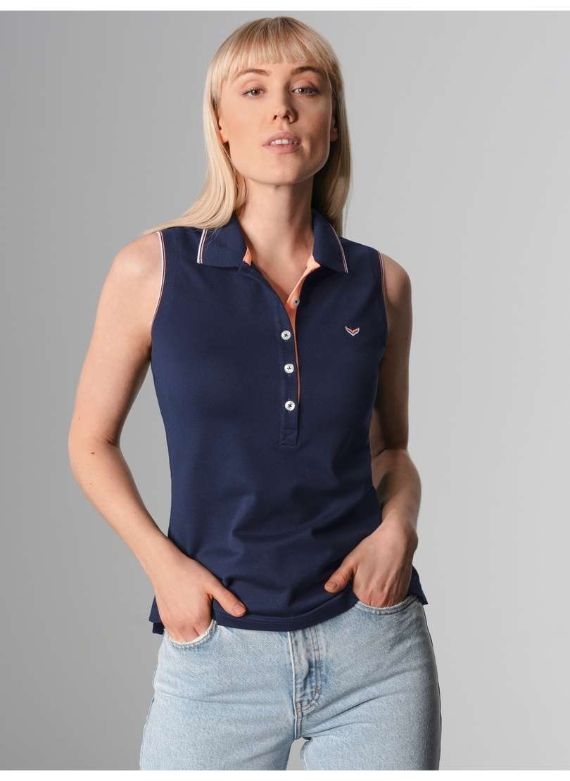 Топ-рубашка TRIGEMA Armelloses Poloshirt mit kontrastfarbigen Akzenten