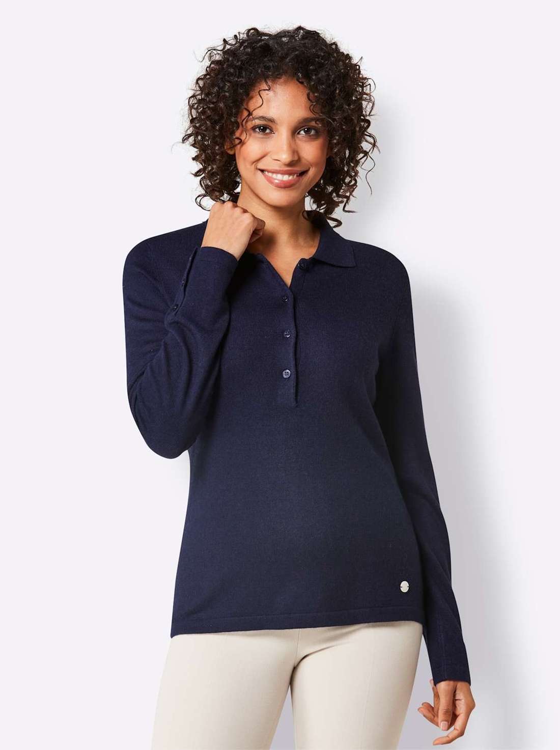 Свитер с воротником-поло Viskose-Schurwoll-Pullover