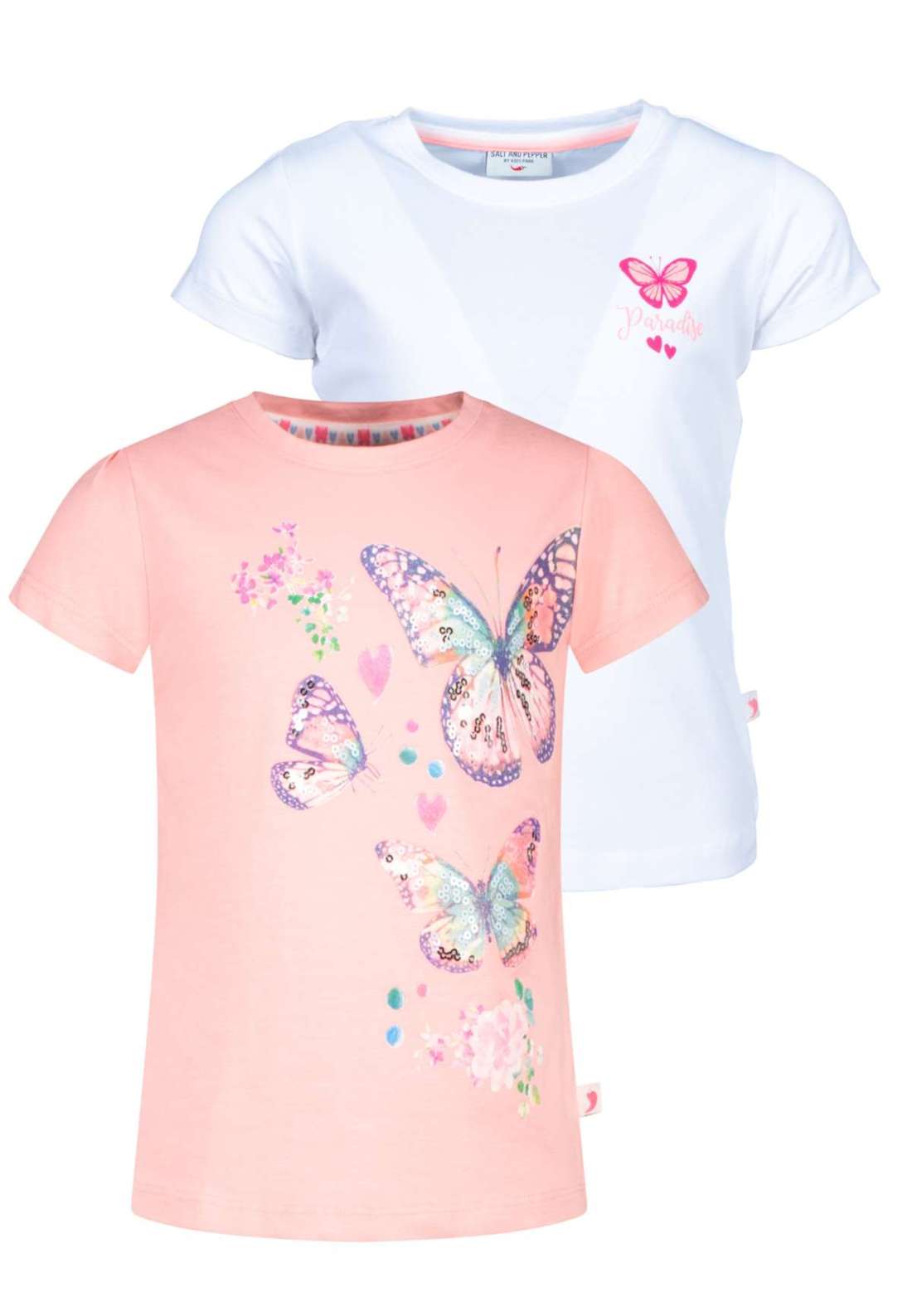 Футболка, 2 шт., с красивым принтом бабочки