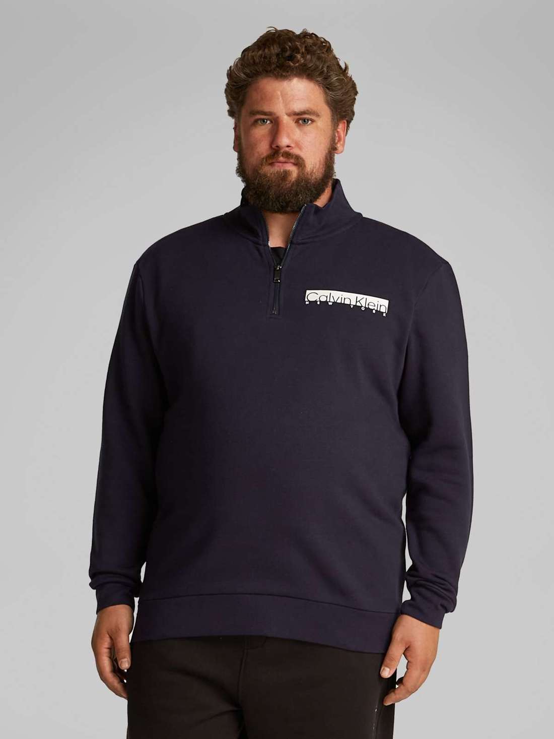 Толстовка больших размеров с логотипом BT_NY CHEST BOX LOGO Q-ZIP