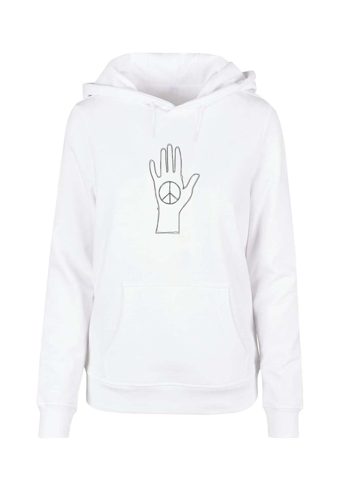 Толстовка с капюшоном Damen Ladies Peace - Scribble Hand White Basic Hoody