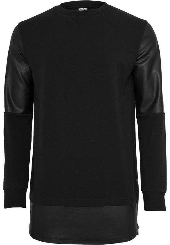 Свитер с круглым вырезом Urban Classics Herren Long Zipped Synthetic Leather Crewneck