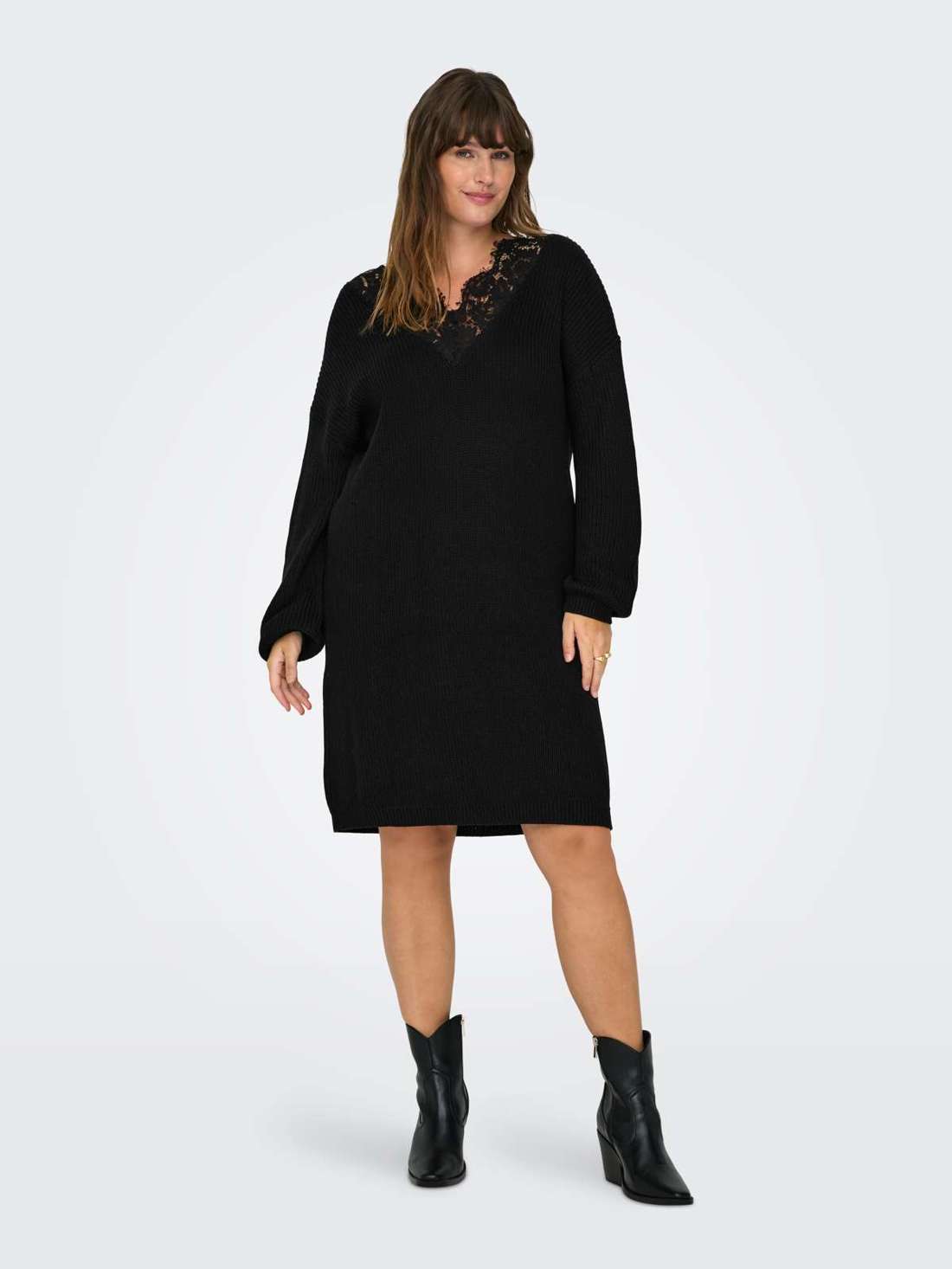 Трикотажное платье с кружевом по горловине CARXENIA LIFE L/S DRESS KNT