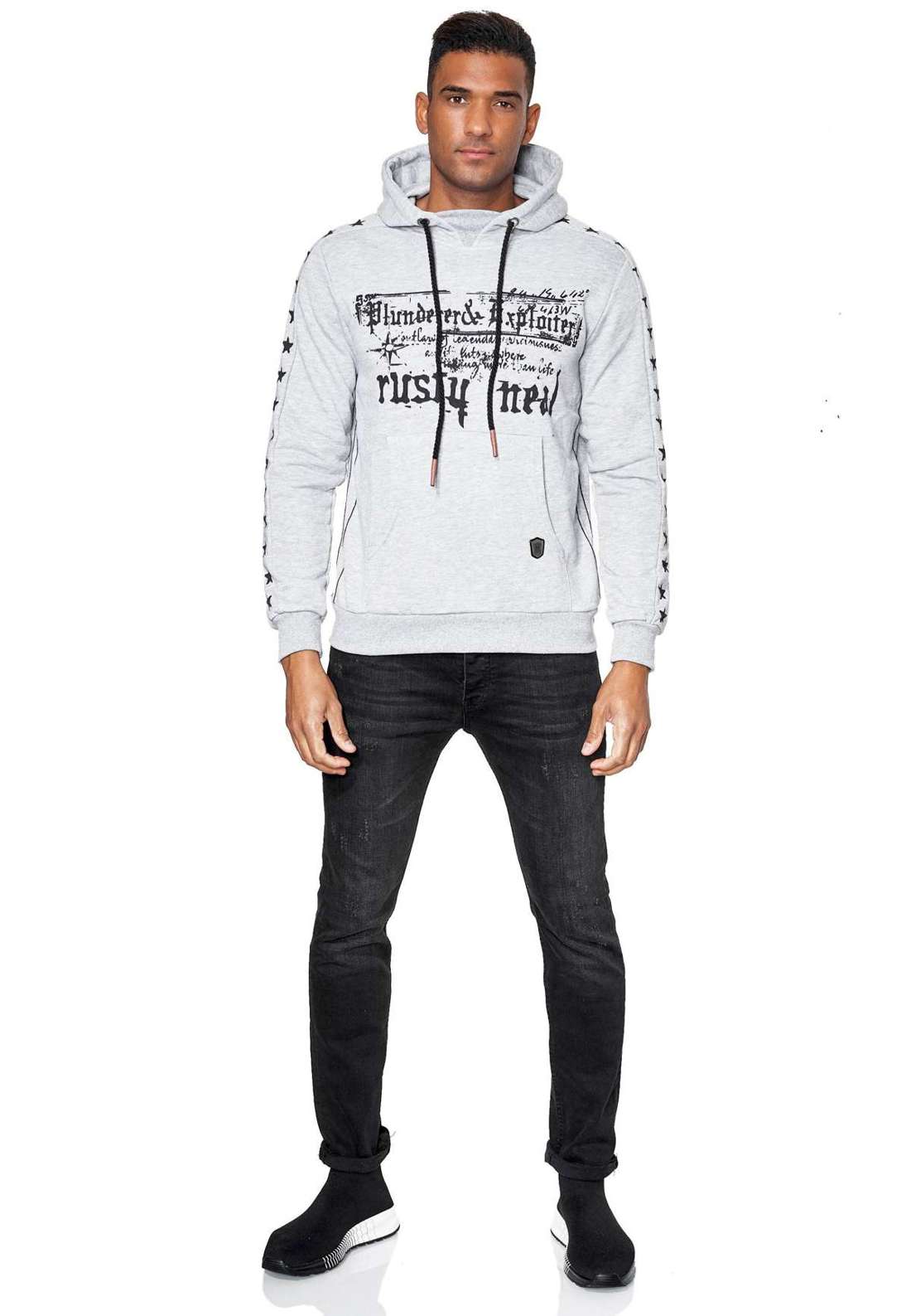 Толстовка с капюшоном и эффектным принтом спереди