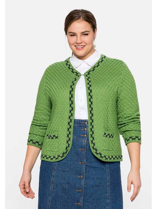 Кардиган традиционного вида с декоративной каймой Große Größen