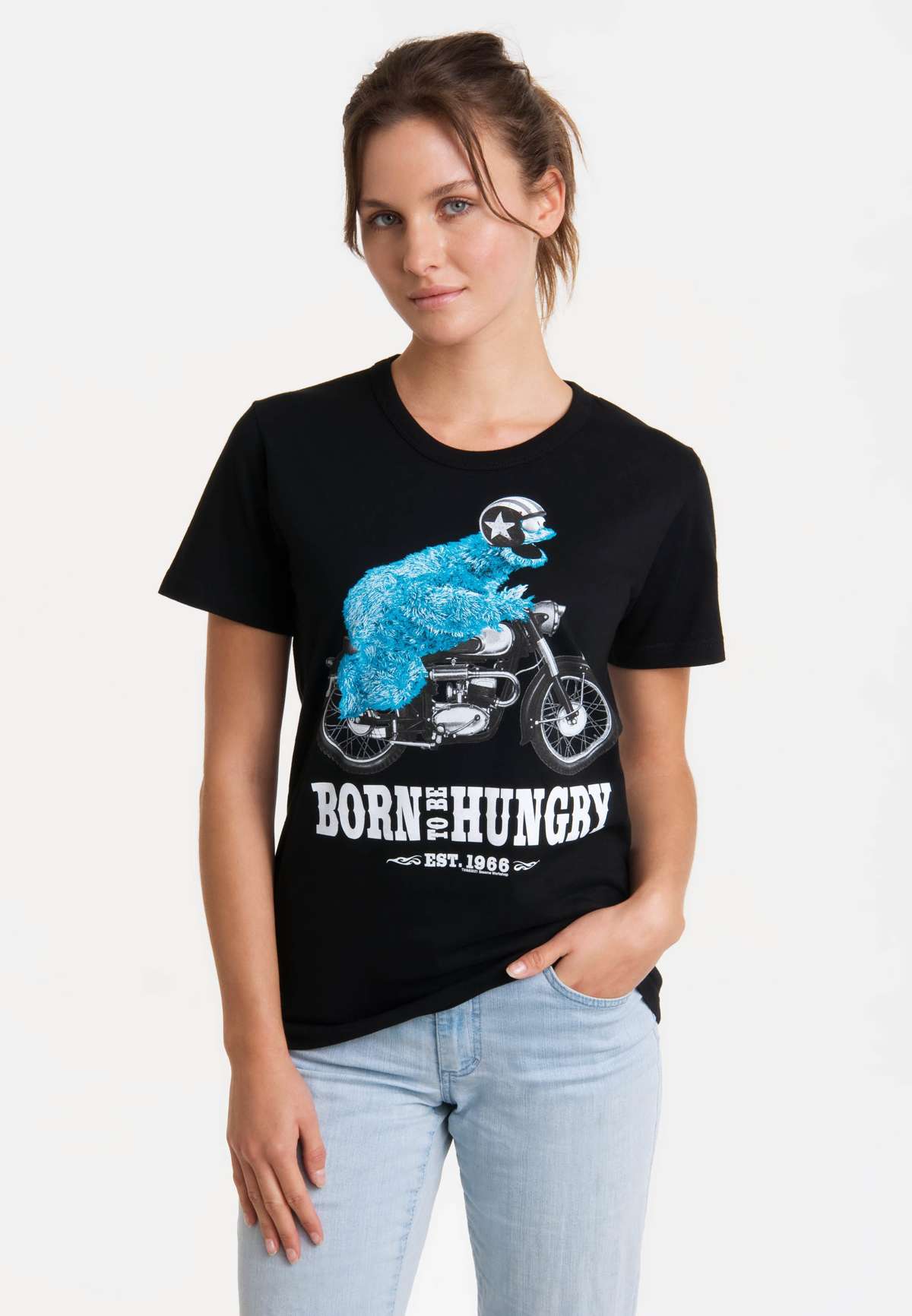 Футболка с лицензионным принтом Sesamstrasse - Krumelmonster Motorrad
