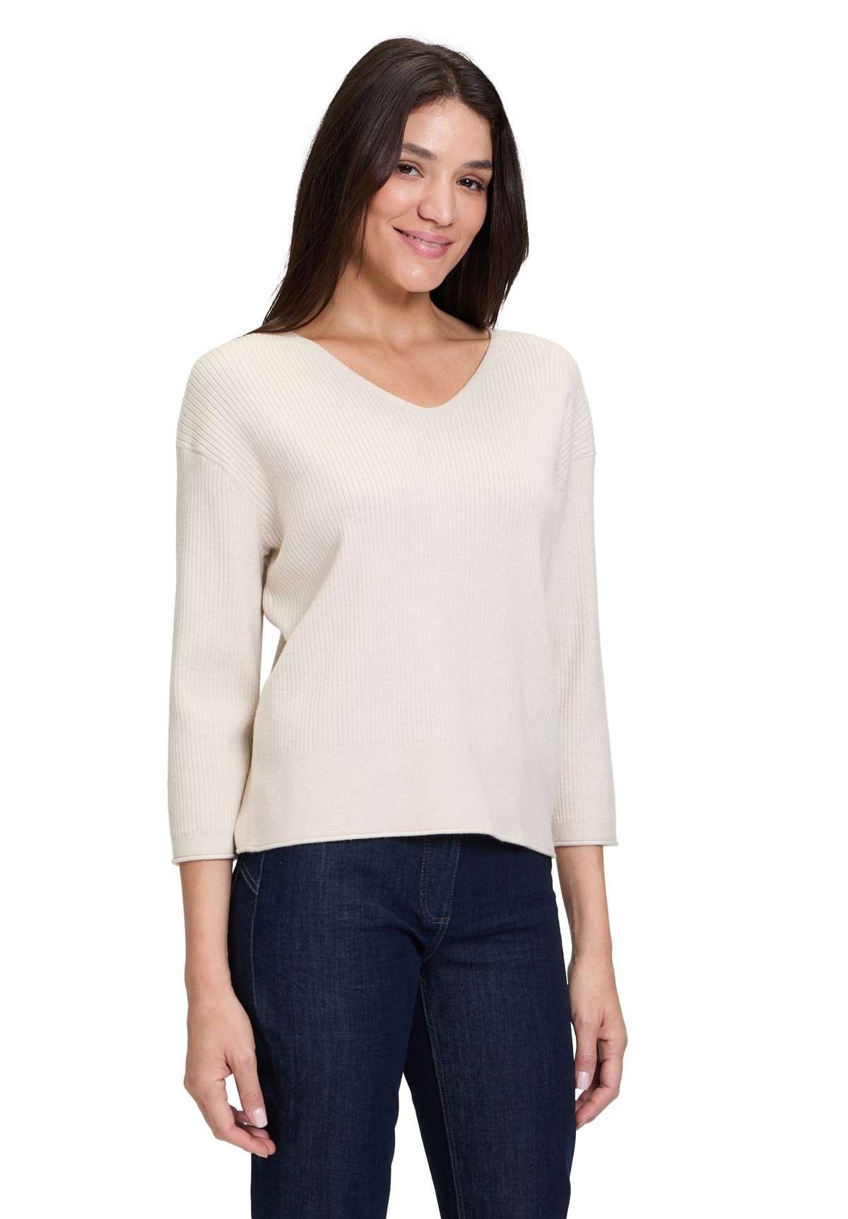Вязаный свитер Feinstrickpullover mit V-Ausschnitt
