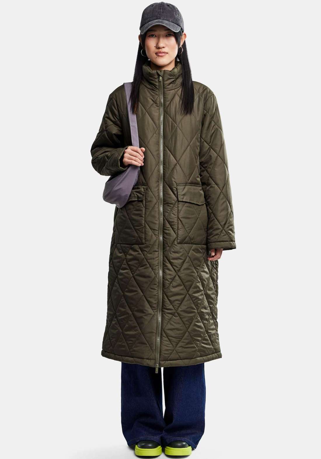 стеганое пальто PCMAILEY LONG QUILTED JACKET NOOS BC