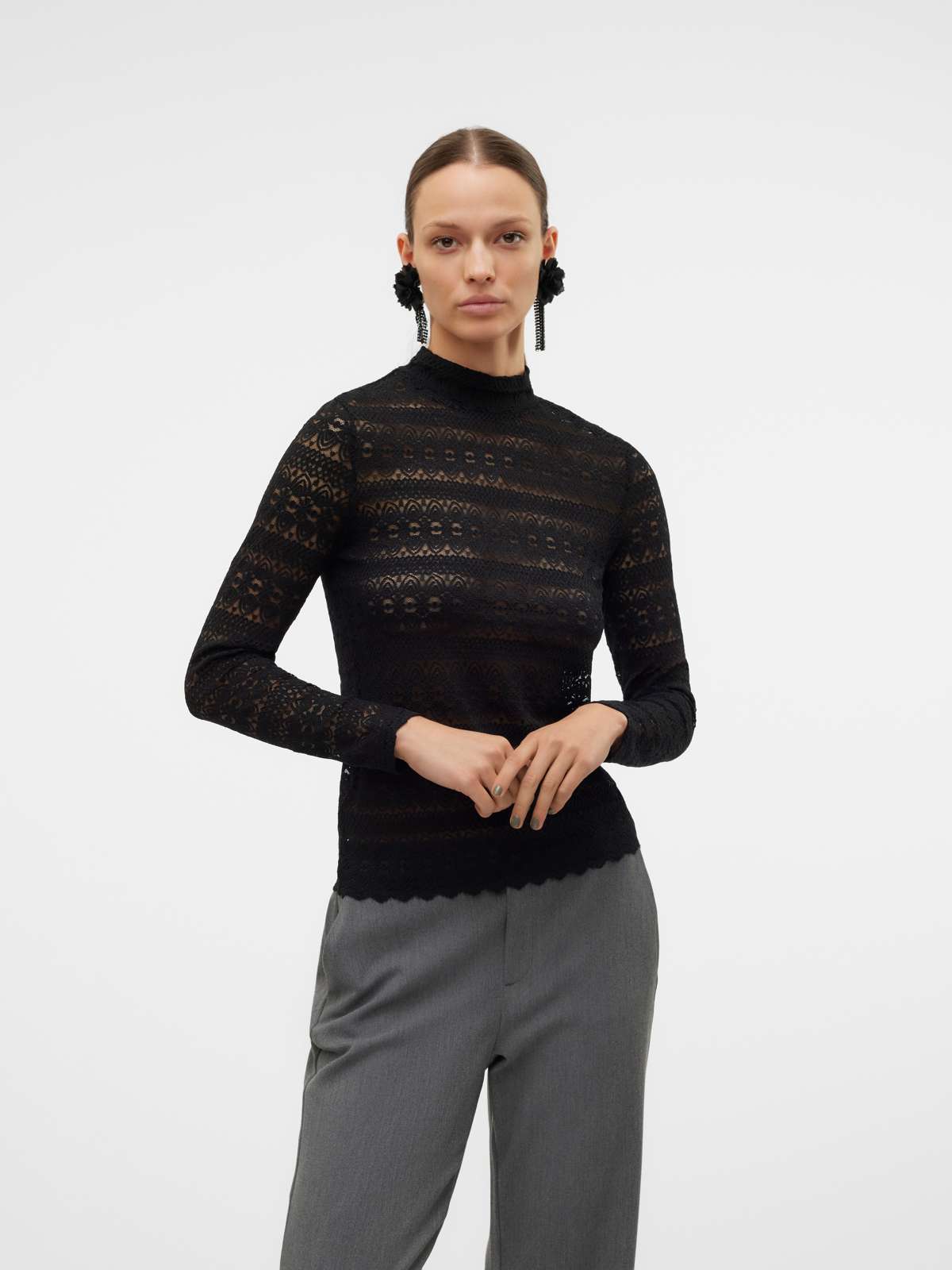 Рубашка с длинным рукавом VMZOE LS LACE HIGH NECK TOP JRS NOOS