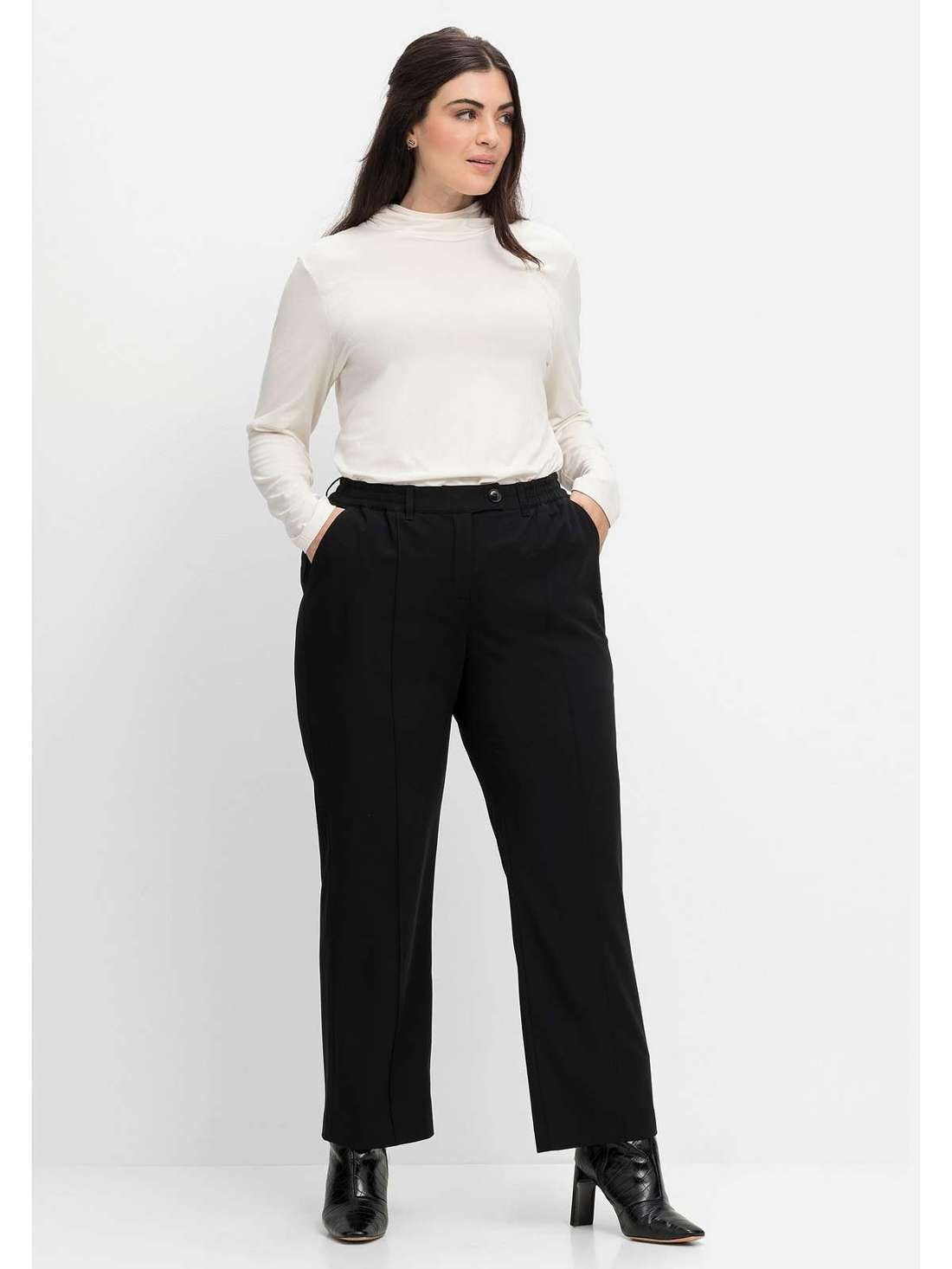 Тканевые брюки с окантовкой и частично эластичным поясом. Große Größen