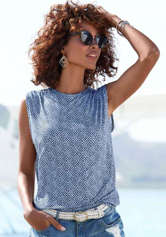 Топ-рубашка с принтом по всей поверхности