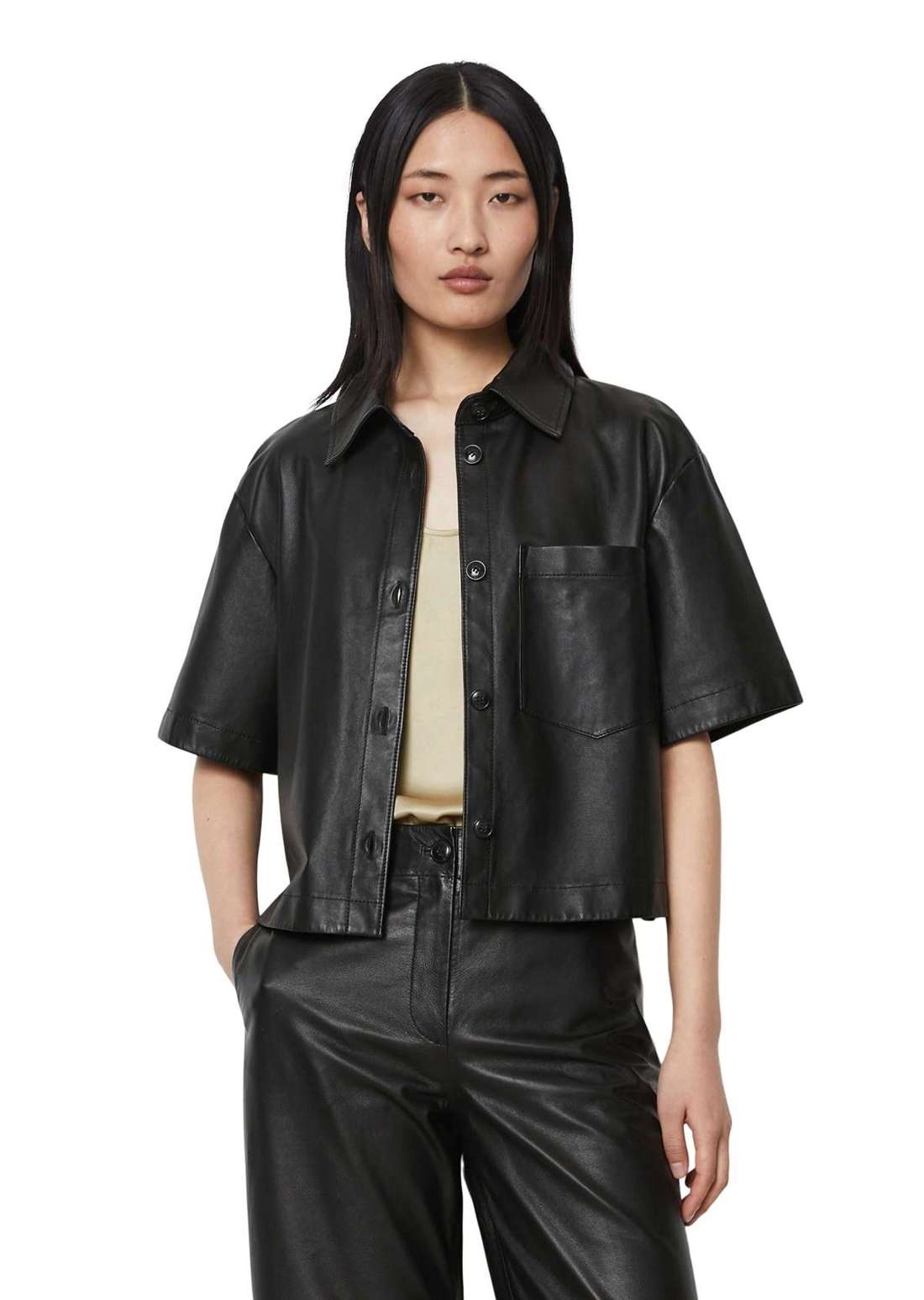 Блузка с длинными рукавами aus softem Lammleder