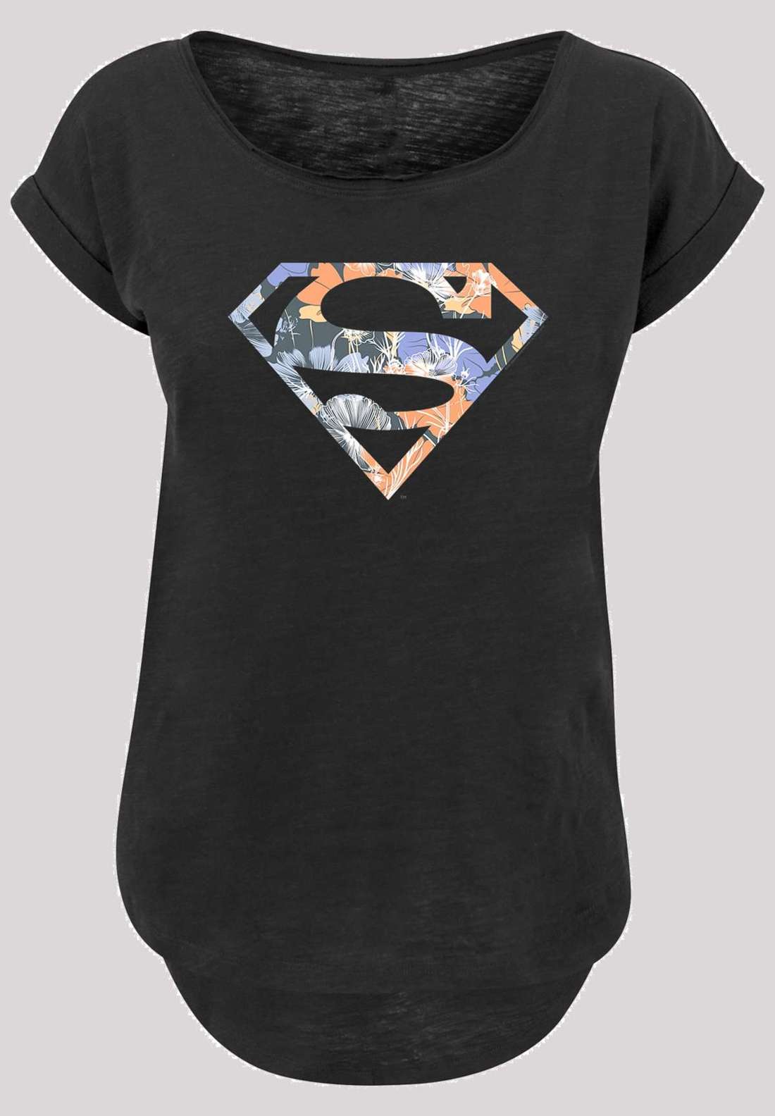 Рубашка с коротким рукавом Damen Superman Floral Logo 2 with Ladies Long Slub Tee
