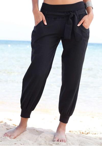 Пляжные брюки из смеси льна, льняные брюки, летние брюки, пляжная мода