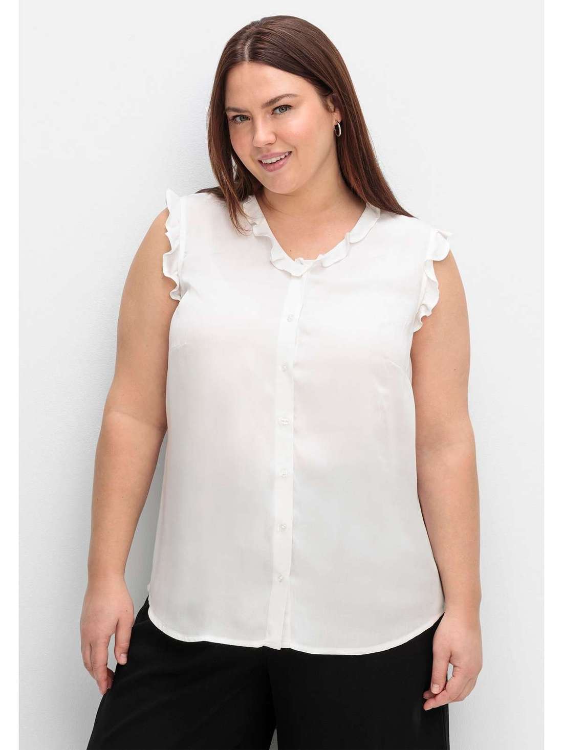 Блузка без рукавов с рюшами и воланами Große Größen