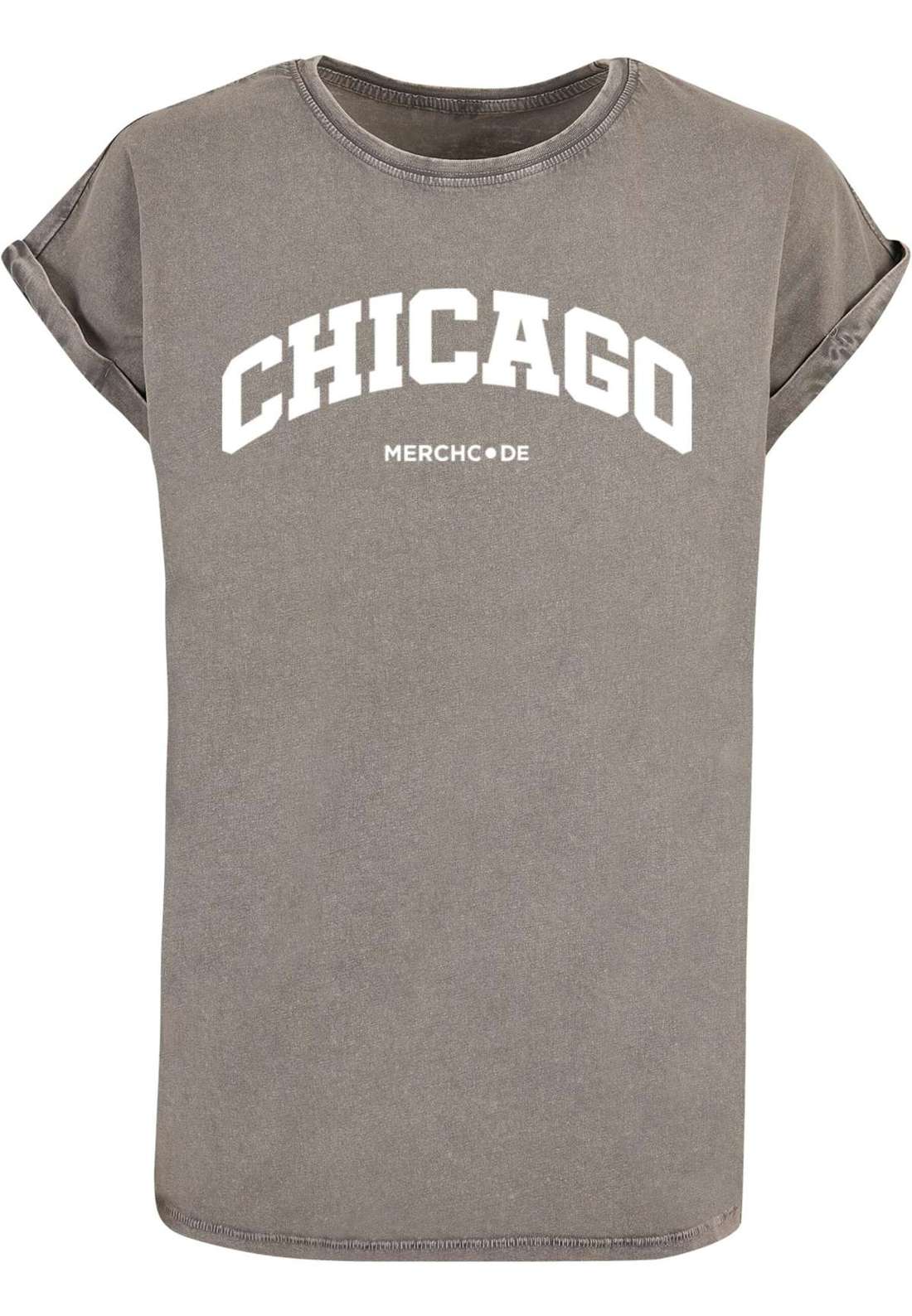 футболка Damen Ladies Chicago Wording - Acid Washed T-Shirt