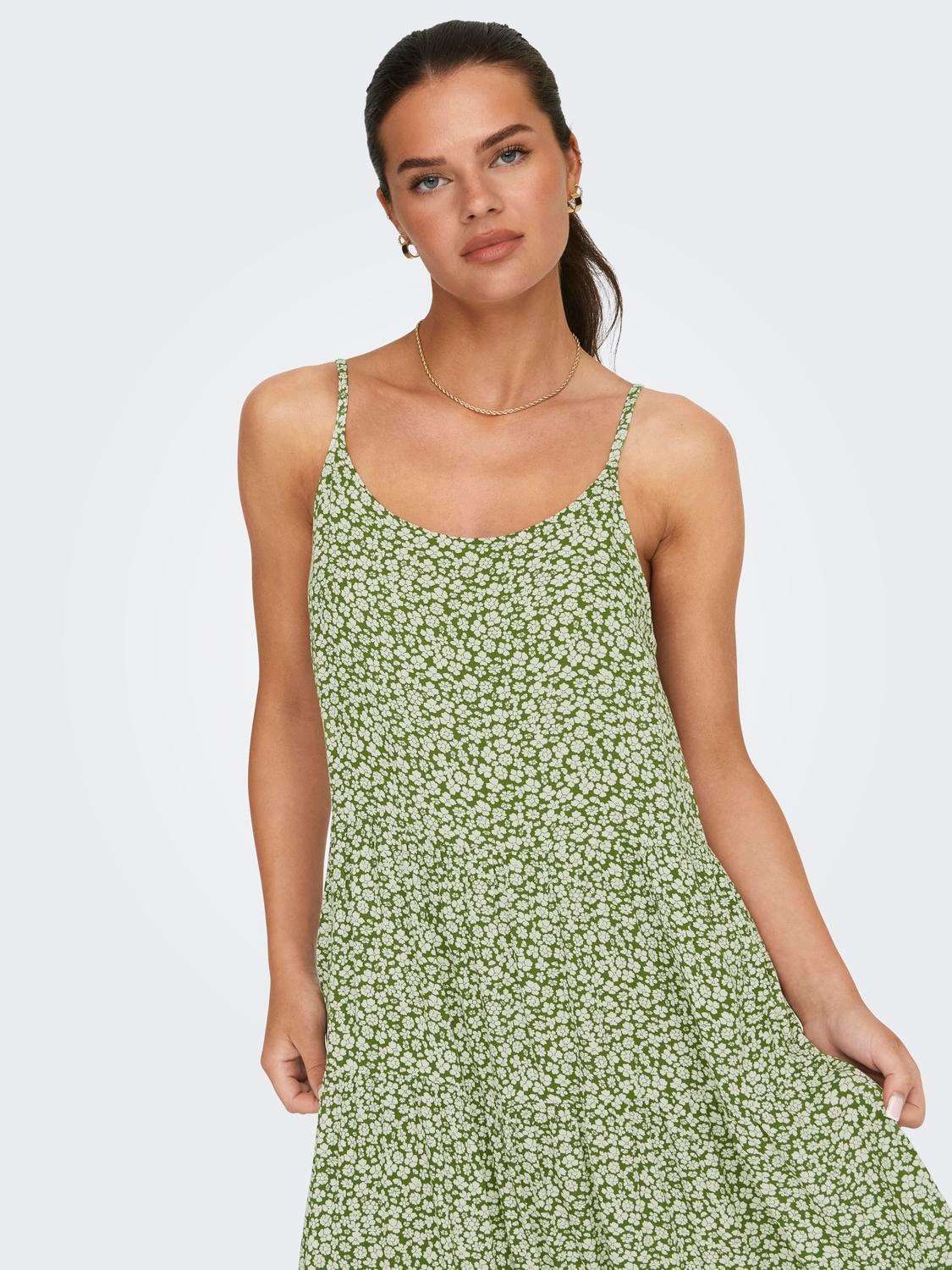 Платье-спагетти с воланом ONLMAJ LIFE S/L AOP SHORT DRESS WVN NOOS