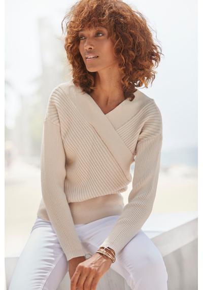 Вязаный свитер с запахом, мягкий женский свитер со специальным вырезом.