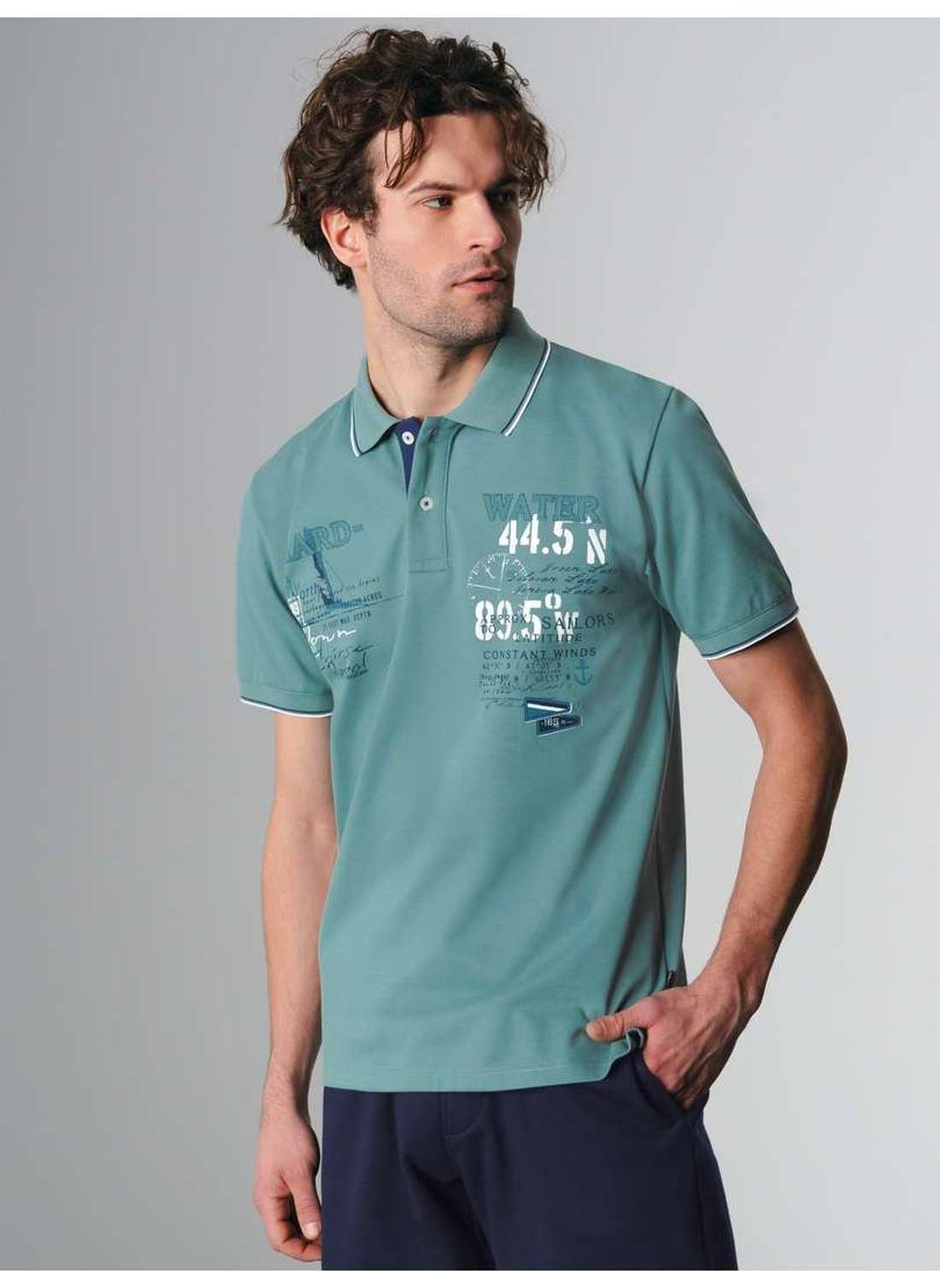 рубашка поло TRIGEMA Poloshirt mit maritimem Printmotiv