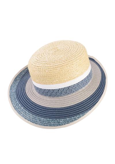 Соломенная шляпа с полосатыми полями.