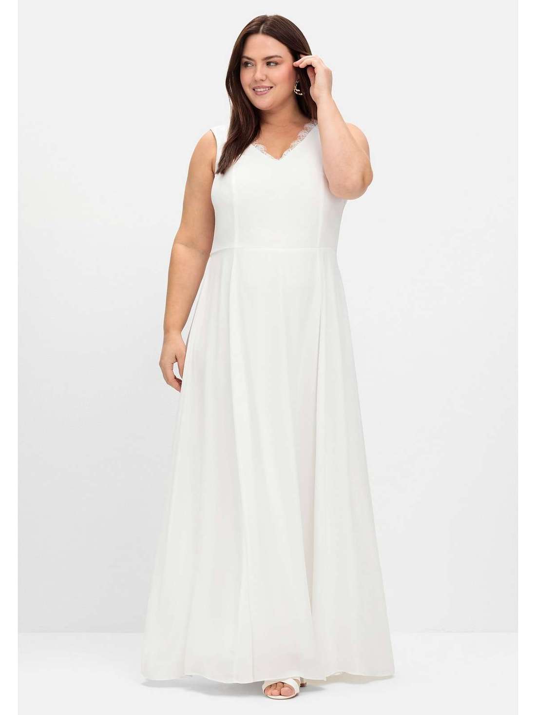 Вечернее платье с цветочным кружевом и шифоном Große Größen