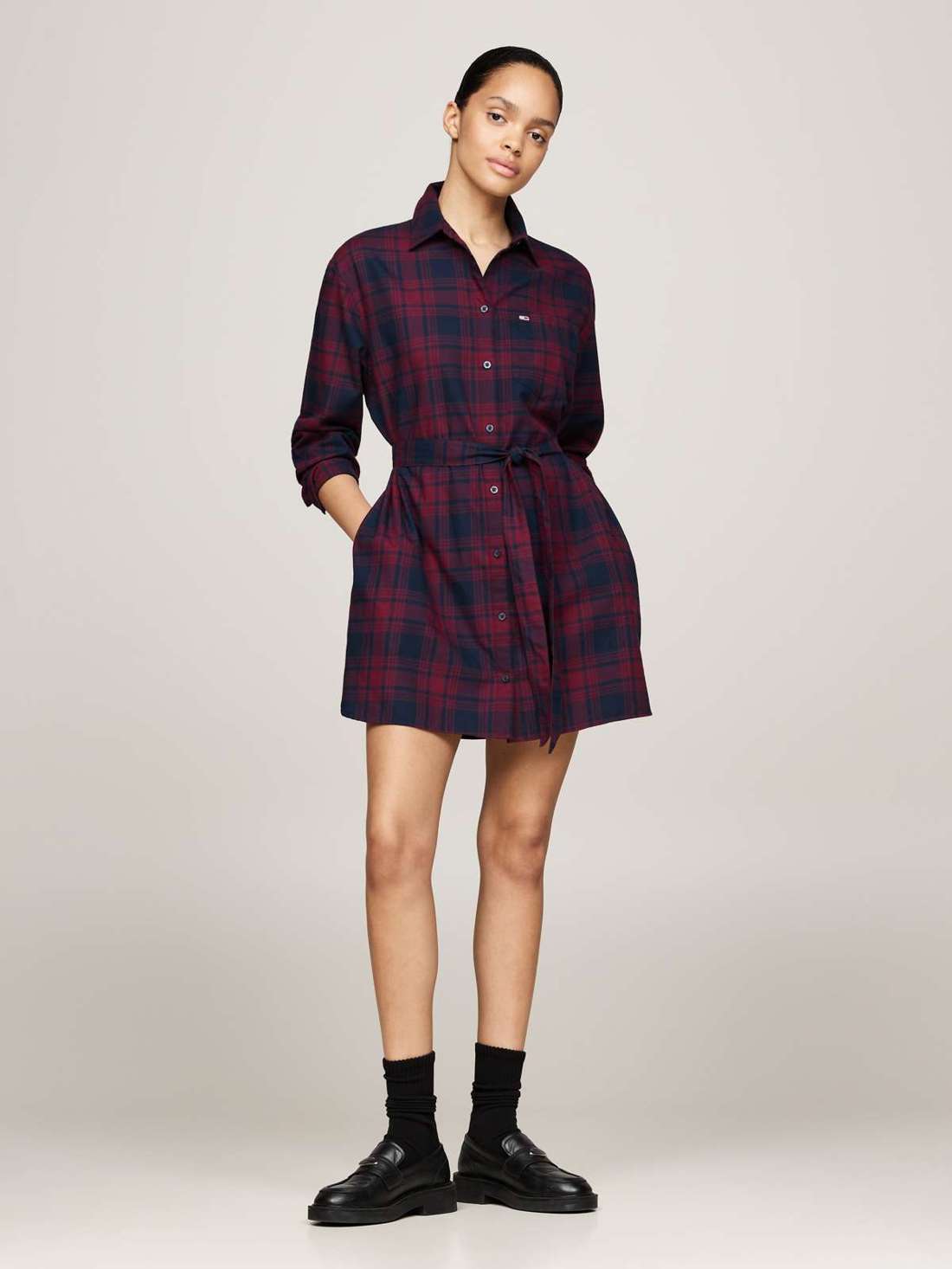 Платье-рубашка больших размеров. TJW CHECK SHIRT DRESS EXT
