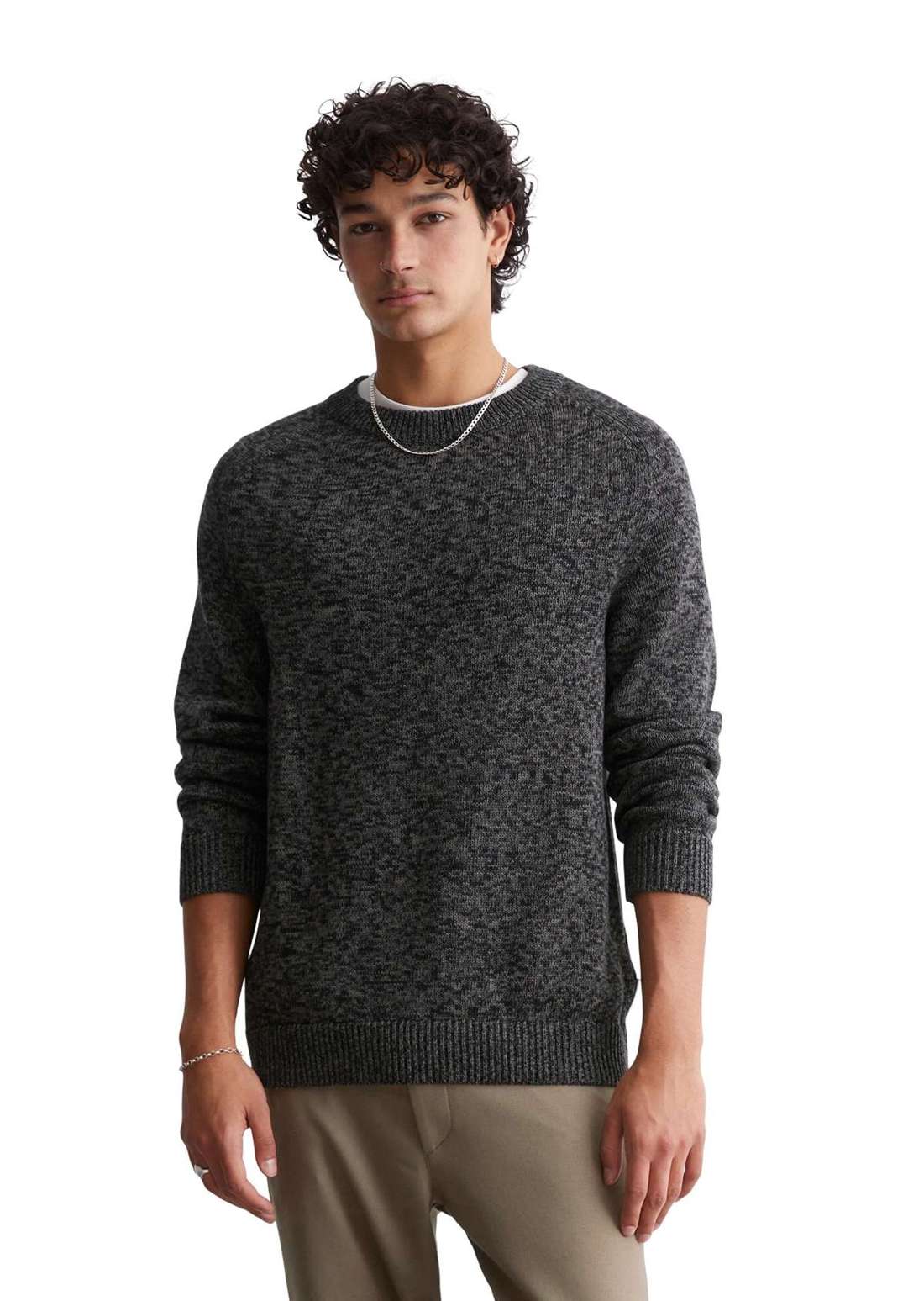 Свитер с круглым вырезом aus zweifarbigem Bio-Baumwoll-Garn