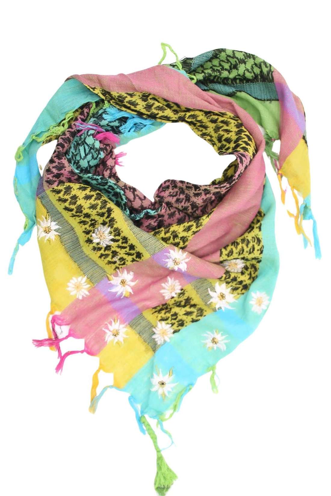Яркий шарф с цветами эдельвейса Edel-Hippie
